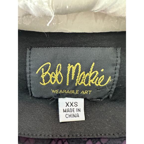 BOB MACKIE | Black Purple Artsy Rhinestone Sparkly Knit Long Sleeve Top | XXS - Picture 5 of 7